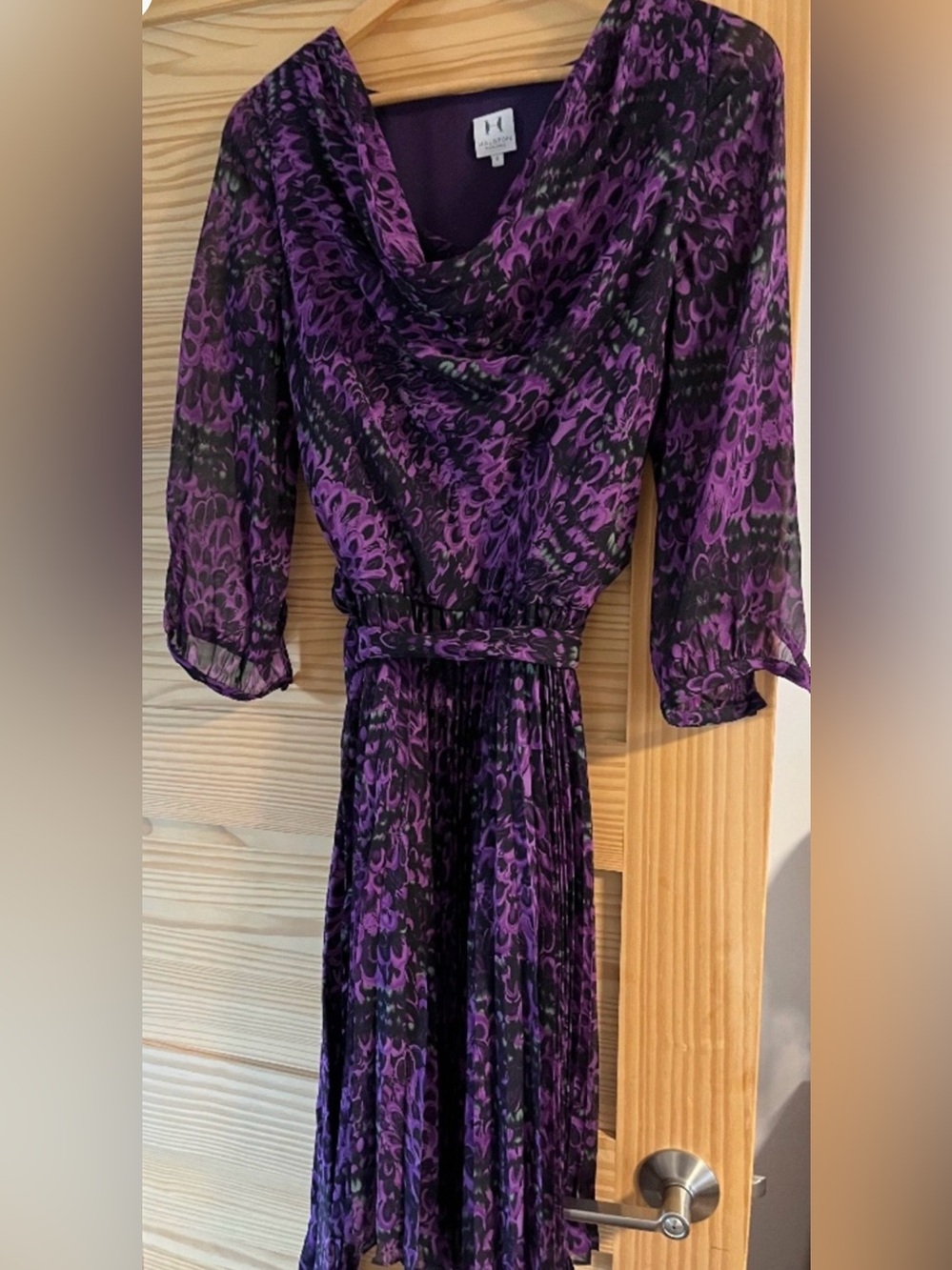 Flattering and comfortable Purple and Black Printed Women's Dress